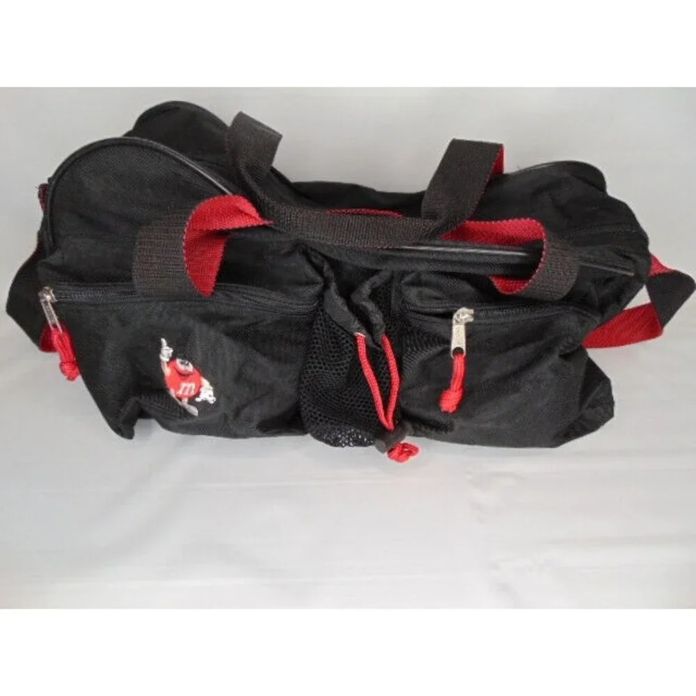 M&M Character Duffel Bag Gym Bag Red M&M Large Pockets Water Bottle Holder